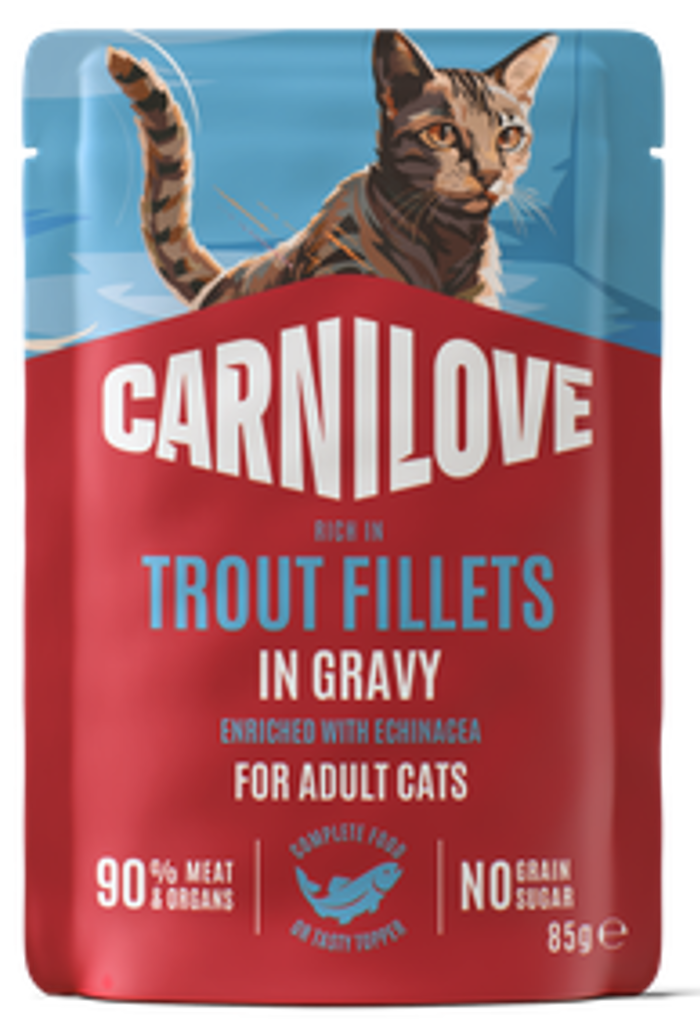 Carnilove® Paté Pouch Trout Fillets in Gravy enriched with Echinacea for Adult Cats 85gr